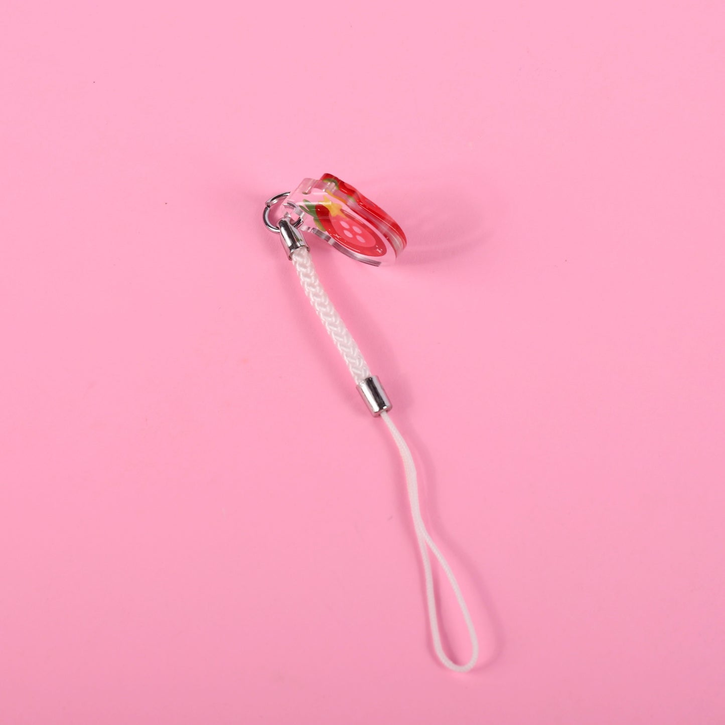 Strawberry Button Phone Charm