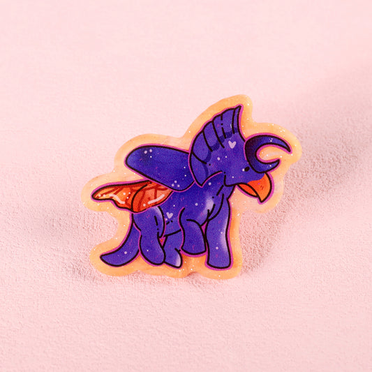 Rhino Beetle Triceratops Pearl Acrylic Pin