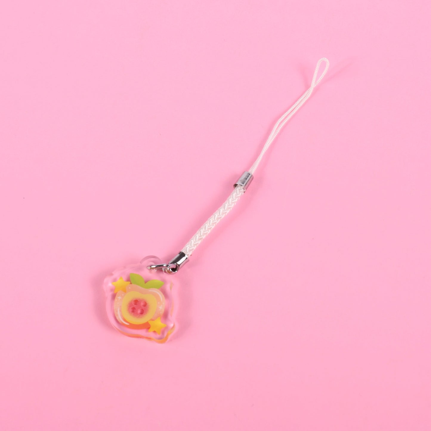 Peach Button Phone Charm